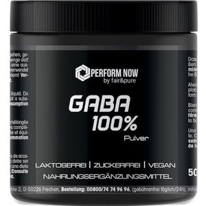 Gaba poeder - 500 g - 100% gamma-aminoboterzuur - optimaal hoge dosis - Duitse kwaliteitsproductie | PERFORM NOW by fair&pure®