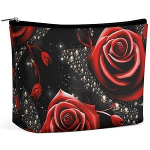 HJUQNGF Zoete Snoep Cosmetische Tas Draagbare Toilettas Grote Capaciteit Reizen Make-up Tassen Schoonheid Make-up Organizer voor Full-Size Shampoo Conditioner Borstels Set Make-up Accessoires, Rode