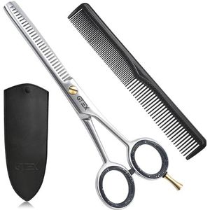GTEX Effileerschaar, 16,5 cm Premium Tondeuse Met Kam En Lederen Etui - Professionele Dunner Schaar Haar Knippen Tandenschaar, Uitdunschaar, Hair Thinning Scissors
