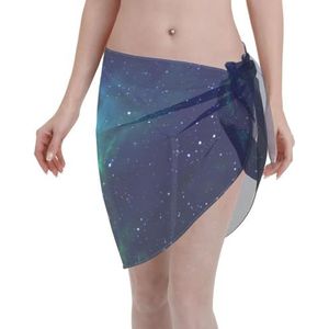 Galaxy Green Print Elegant Beach Wrap, Bikini Cover Up, Badmode Jurk voor Vrouwen, Perfect voor Zwembad en Resort, Zwart, one size