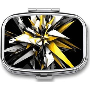 Abstract Zwart Wit Geel Pillendoosje Pil Case Leuke Pil Organizer Pil Houder Geneeskunde Pil Organizer Pil Container Dagelijkse Pil Organizer Kleine Pillendoos Pil Case voor Purse Pocket