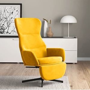 Prolenta Premium - Relaxstoel met voetensteun, fluweel, mosterdgeel