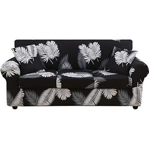 JUNZHE bedrukte sofabankhoezen voor 1/2/3/4 sofa, bloem wasbare huisdier sofa meubelhoezen voor woonkamer, stretch sofa hoes wasbaar met individuele kussenhoezen (3 Zits,Printed 15)