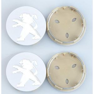 SJZZJMZ 4 stuks auto wieldoppen voor Peugeot 307 308 408 508 3008 4008 5008 60mm auto wielnaafdoppen naafdoppen vervangende wieldop stickers B