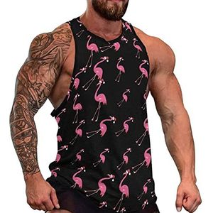 Kerst Flamingo Heren Spier Tank Top Gym Fitness Tank Shirts Volledige Print Mouwloze Tees Vest XL