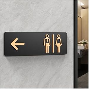 Toilet bewegwijzering toilet signage mannen en vrouwen badkamer borden toilet openbaar toilet gids hotel links en rechts acryl toilet prompt teken voor hotel, parkeerplaats, winkelcentrum (kleur: 6,