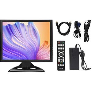 17-inch Pc-monitor, Verstelbaar HD LED-scherm, Afstandsbediening, Dubbele Luidsprekers, VGA AV BNC USB DC-ingang voor Laptopgaming (EU-stekker)
