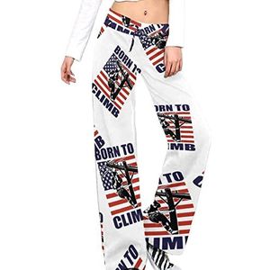 Lineman Damesbroek met Amerikaanse vlag, casual broek, elastische taille, loungebroek, lange yogabroek, rechte pijpen