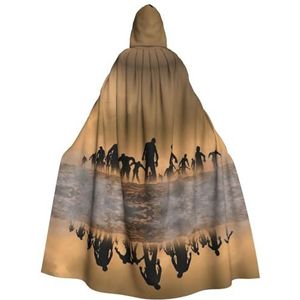 WURTON Veel zombie volledige lengte carnaval cape met capuchon cosplay kostuums mantel, 190 cm