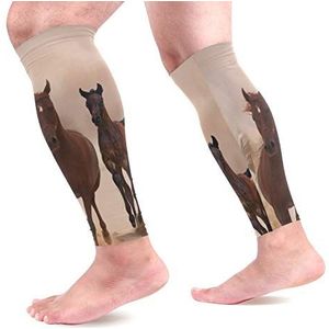 EZIOLY Paarden Running On The Sand Storm Sport Kalf Compressie Mouwen Been Compressie Sokken Kalf Guard voor hardlopen, Fietsen, Moederschap, Reizen, Verpleegkundigen