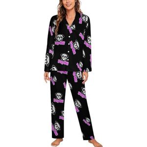 Pug Off Vrouwen Lange Mouw Button Down Nachtkleding Zachte Nachtkleding Lounge Pyjama Set S