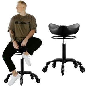 JAVPTAV Zadelstoel, (Dental Hygiënist Zadelkruk Stoel, 15.3"" - 21"" Liftable Salon Hydraulische Kruk met Wielen, Massage/Medisch/Kliniek Rolling Zadelstoel)
