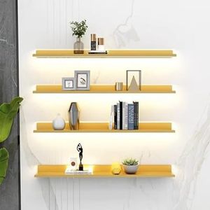 Floating Wall Shelves, Wall-mounted Lighting Fixtures Black Rectangular Indoor Display Shelf Wall Lamps Can Light Up Your Room Very Convenient And Beautiful (Color : Gold, Size : 150x20x6cm)