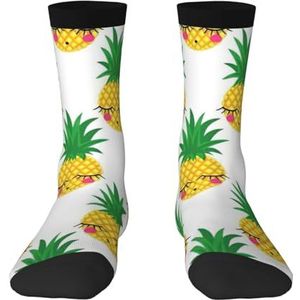 EdsfFehs Ananas1 bedrukte sokken, uniseks, geschikt voor de meeste mensen met een voetlengte van 36-45, 2 Zwart-1, One size