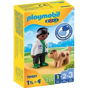 PLAYMOBIL 1.2.3 Dierenarts met Hond - 70407