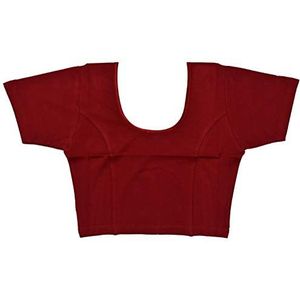 VRINDAVANBAZAAR.COM Indiase tuniek tops kant-en-klare katoenen lycra saree blouse voor dames, Kastanjebruin, 3XL