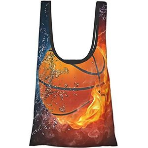 XqmarT Basketbalzweet satijnen boodschappentassen herbruikbare boodschappentassen opvouwbare draagtassen grote capaciteit draagtas, zoals afgebeeld, Eén maat