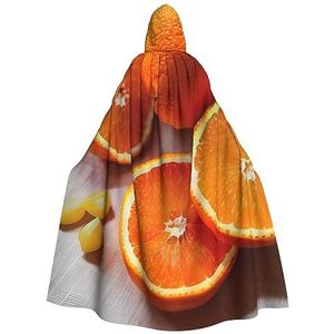 SSIMOO Vers oranje fruit volwassen partij decoratieve cape,Volwassen Halloween Hooded Mantel,Cosplay Kostuum Cape