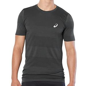 ASICS Sport Naadloze Heren Running Fitness Knit T-Shirt Shirt Tee Donkergrijs, Grijs, L