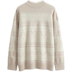 Lmtossey Dames pullover trui bedrukt patroon winter kerst trui zachte gebreide dames trui tops, Abrikoos, Eén Maat