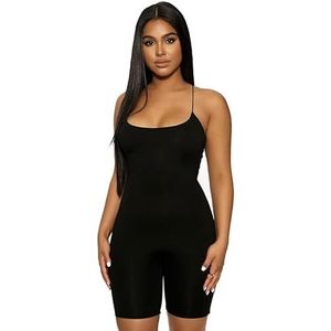 TTPSRY Sexy Unitard Bodysuit Een Stuk Mouwloze Band Korte Rompertjes Jumpsuit Zwarte Bodycon Tank Top Gym Yoga Outfits, Zwart B, M