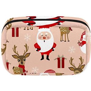 Cosmetische Rits Pouch Make-up Bag Reizen Waterdichte Toiletry Zakken voor Vrouwen Kerst Kerstman Patroon, Meerkleurig, 17.5x7x10.5cm/6.9x4.1x2.8in