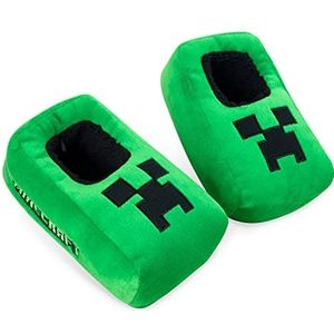 Minecraft Jongenspantoffels, 3D-nieuwigheidslippers voor kinderen, cadeaus voor jongens (groen/zwart, klein)