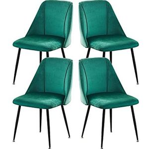 GEIRONV 51 × 49 × 78 cm fluwelen zitting en rugleuningen make-up stoel, keuken slaapkamer lounge stoel zwart metalen benen eetkamer set van 4 Eetstoelen (Color : Green, Size : Black legs)
