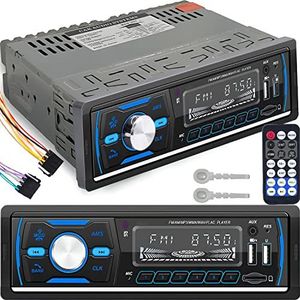 Retoo Autoradio met Bluetooth handsfree systeem en afstandsbediening, 1 DIN MP3-speler met 2 USB voor het afspelen van muziek en opladen, RGB-kleuren, FM-radiotuner en antenne met MP3, AUX, RDS, SD
