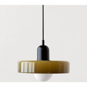 LANGDU Boerderij ophanging groen glazen kroonluchter Scandinavische moderne hanglamp Vintage kusthanglamp for keukeneiland studeerkamer woonkamer bar(Color:Green+black)