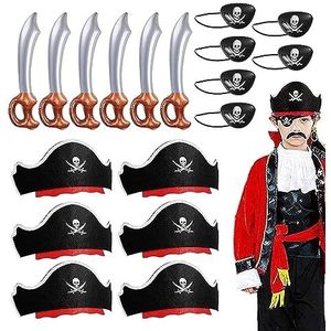 Holdes Piraten-partyset, cosplay-piraten-partyaccessoireset, piraten-oogkleppen, zwaarden, hoeden voor piratenfeestjes