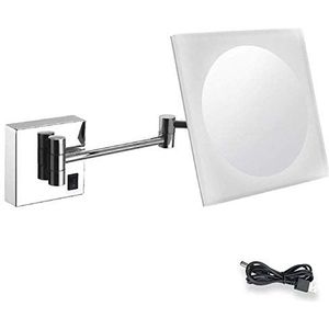 GVSIIOHRR 8 ""LED Wandmontage Spiegels Make-up Scheren Spiegel voor Hotel Vanity met Verstelbare Uitschuifbare Vierkante 3X Vergroting