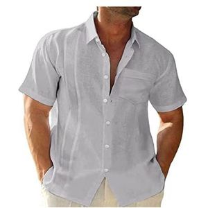 Herenoverhemd Met Korte Mouwen, Businessoverhemd, Strijkvrij, Casual Overhemd, Zomeroverhemd, Basic Overhemd For Heren heren t-shirt(Gray,XXL)