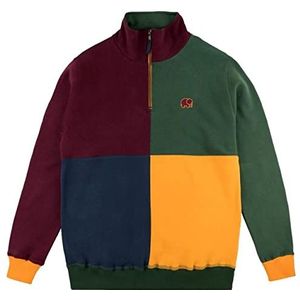 Trendsplant Sweater Color Block Half Zip Sweater Harlequin, groen, XL