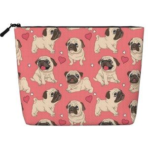 FZGGWYHL Mopshond Gedrukt Fake Hennep Hennep Make-up Bag Dagelijkse Opbergtas, Zwart, Eén maat, Tas Organizer