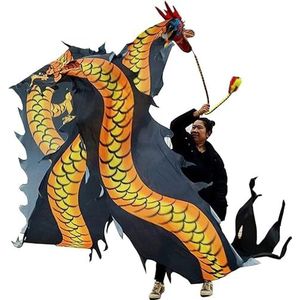 Dance Ribbons, Dancer China 3D Outdoor Fitness Black Dragon Golden Claw Dragon Ribbon Dance Set (6m 8m 10m) for Fitness Jongleren Flinging (Kleur: Zwart, Maat: 10m/33ft) (Color : Schwarz, Size : 12m