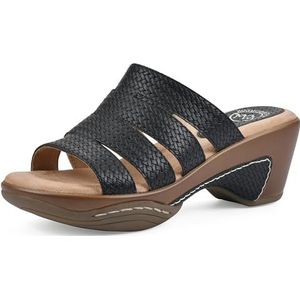 WHITE MOUNTAIN Valora damessandalen met hak, Zwart Metallic Geweven, 37.5 EU Breed