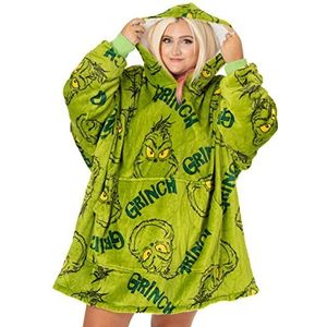 De Grinch - Oversized Deken Hoodie - Groen - Volwassenen - Feestelijke Draagbare Fleece