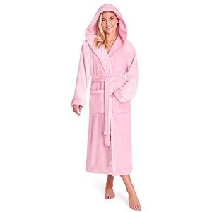 CityComfort Superzachte badjas van fleece voor dames, met capuchon, perfecte nachtkleding (Roze, S)