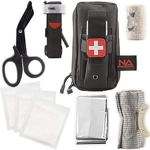 NASPORT® Tourniquet Stuwband - Professionele Medische Eerste Hulp Benodigdheden - Complete EHBO Trauma Kit - Tactische Militaire Uitrusting - Verband/Schaar/Overlevingsdeken - Outdoor Noodriem