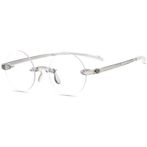 Randloze Ronde Leesbril - Blauw - Polycarbonaat - Unisex - Sterkte +1.50