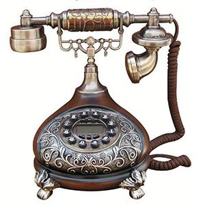 Antieke telefoon/retro telefoon metalen behuizing, functionele wijzerplaat en klassiek - bronzen metalen afwerking vaste telefoonlijn, knop krullend koord en traditionele beltone