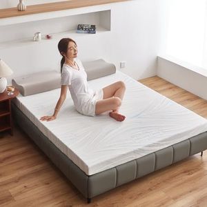 Whiteb/8cm,100x190cm,LDLCYCN Traagschuim Japanse Vloer Matras Topper Dikke 5Cm / 8Cm / 10Cm Futon Matras Pad Met Hoes Gebreide Jacquard Stof Slaapmat Tatami Pad Voor Camping Slaapzaal