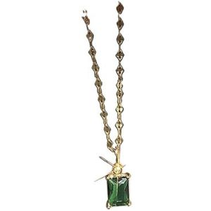 Trendy 14K vergulde smaragd hanger kettingen compatibel met vrouwen roestvrijstalen ketting edelsteen sieraden bruidsmeisje (Color : Gold)