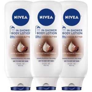 NIVEA Cacaoboter onder de douche Body Lotion - niet-klevend voor droge tot zeer droge huid - 13 oz. fles (Pack van 3)