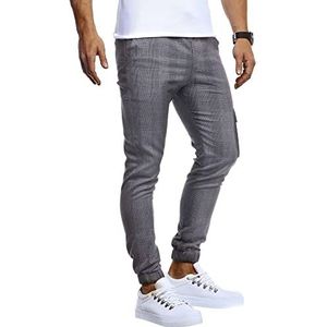 Leif Nelson LN8291 Herenbroek, joggingbroek, chino's, cargobroek, stretch, vrijetijdsbroek, jeans-broek, sweatpants, strepen, chinobroek, slim fit, antraciet, S