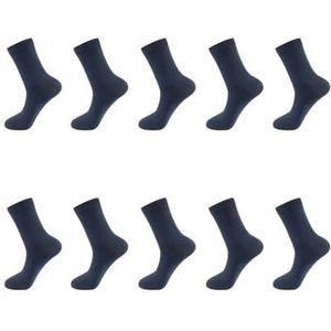 YIJIANUO 10 Paren/partij Mannen Gekamd Katoenen Sokken Zwart Casual Business Ademend Man Sok Nieuwe Voor Mannelijke Plus Size EU38-48, 10 paar marineblauw, EU44-48(Plus size)