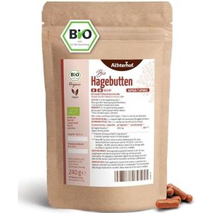 Rozenbottel capsules bio navulverpakking | 400 stuks | fijn rozenbottelpoeder in capsule vorm | meer dan 66 dagelijkse doseringen | veganistische capsule capsule omhulsel | vom Achterhof