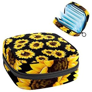 Maandverband Opbergtas, Periode Kit Bag voor School, Menstruatie Cup Pouch, Maandverband Pads Organizer Bag, Geel Zonnebloempatroon