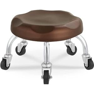 Rolstoel lage kruk, ronde kruk met wielen Ronde 360 ​​graden draaibare stoel, for mechanische kruk for werkplaats, kruiprolstoel (Color : Brown, Size : 32.5 * 23 * 6cm)